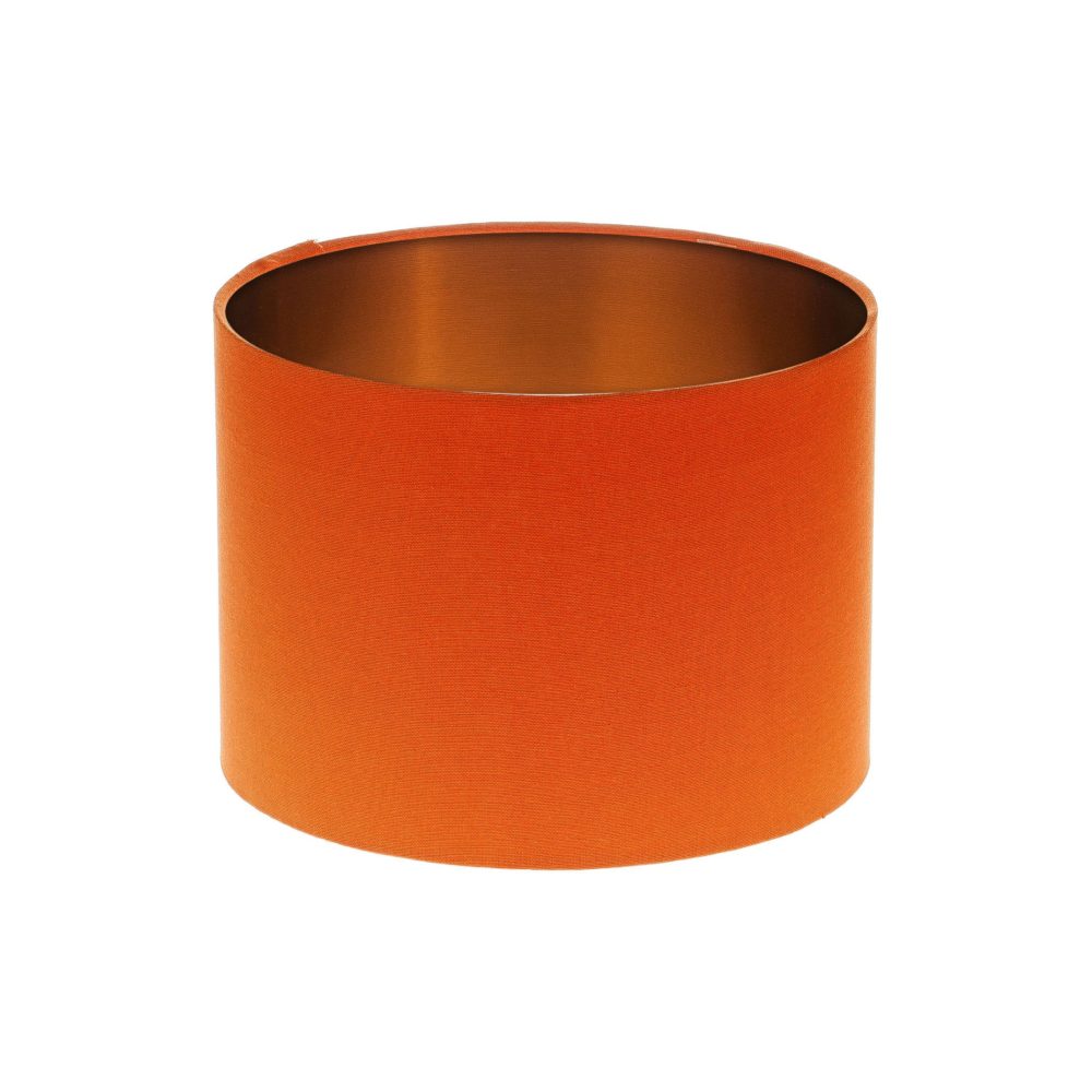 Bright Orange Drum Lampshade Brushed Copper Inner