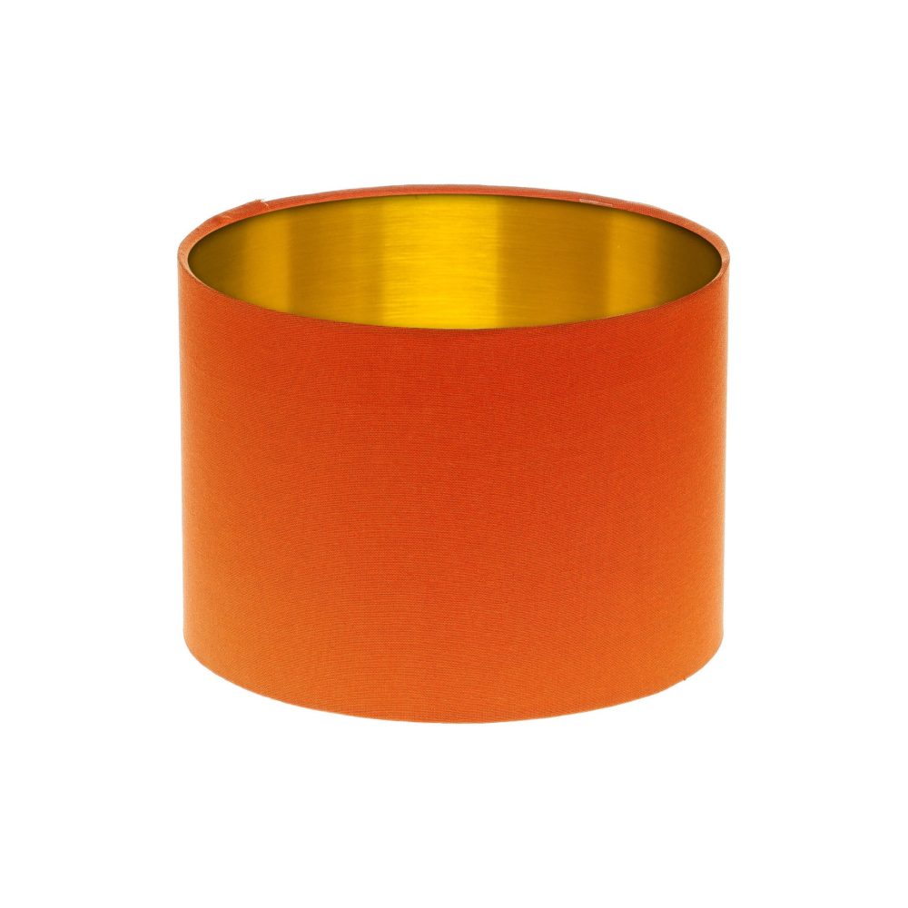 Bright Orange Drum Lampshade Brushed Gold Inner