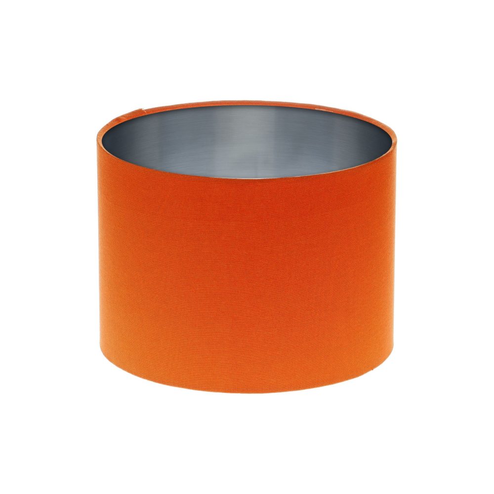 Bright Orange Drum Lampshade Brushed Silver Inner