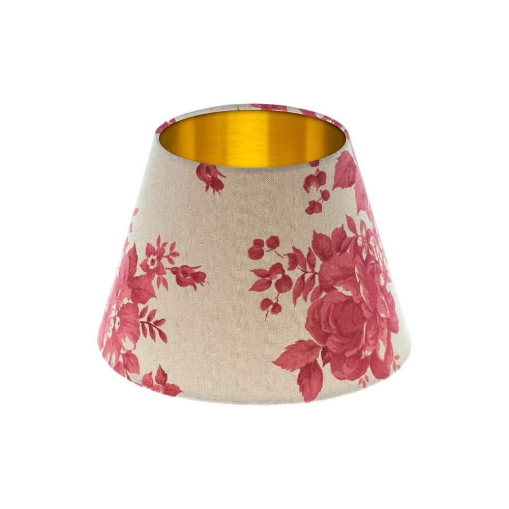 Bright Red Rose Floral Empire Lampshade Brushed Gold Inner