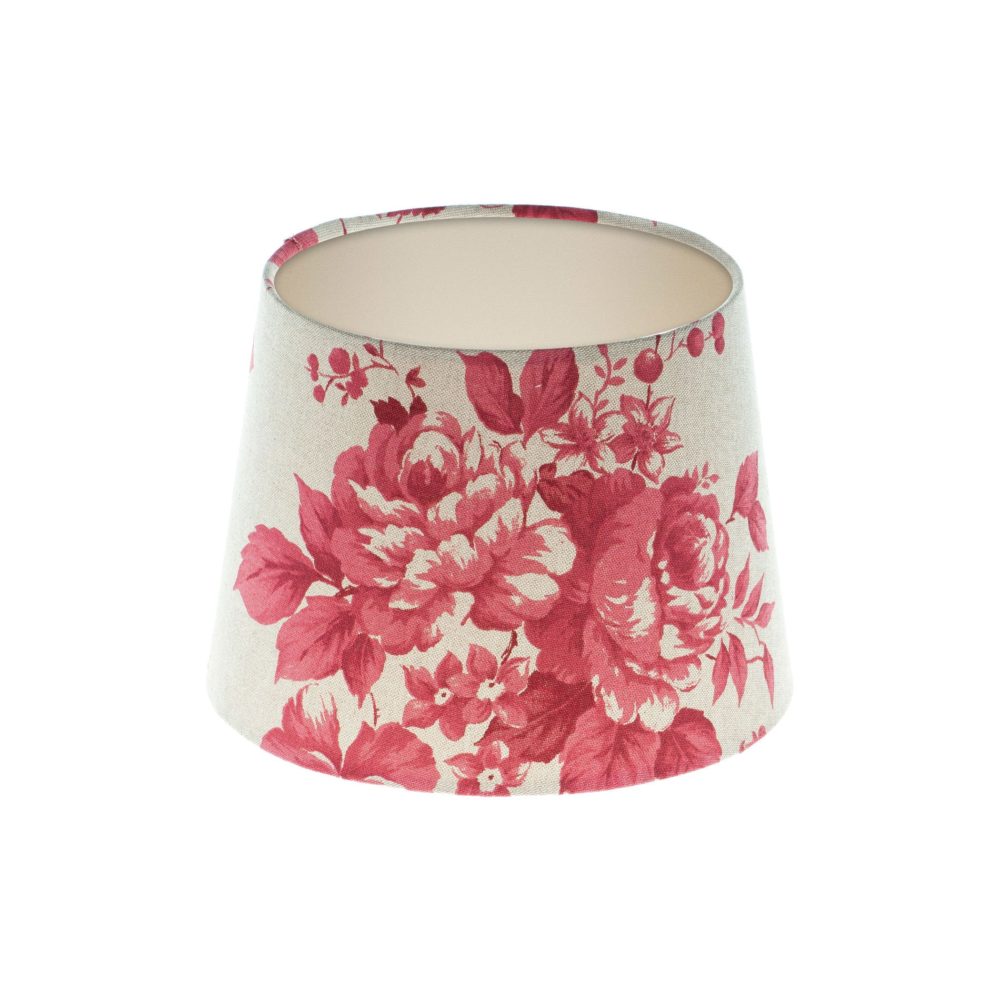Bright Red Rose Floral French Drum Lampshade Champagne Inner