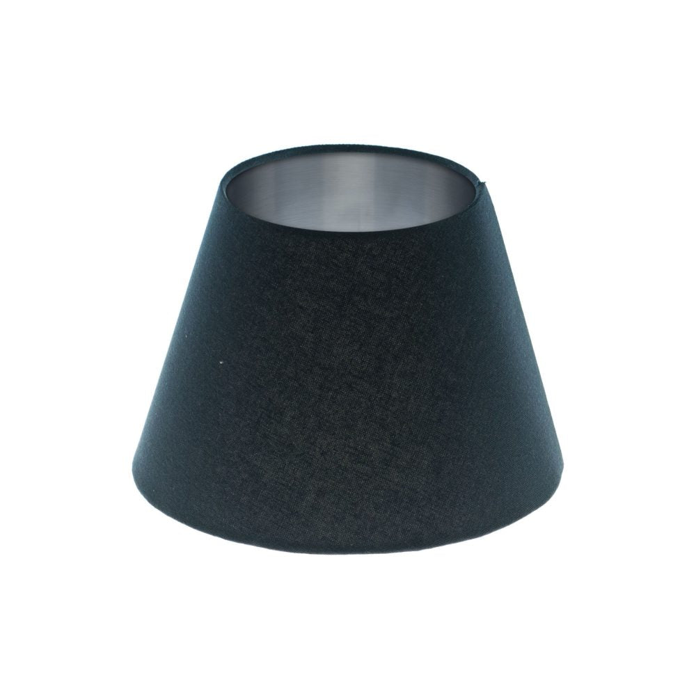 Dark Navy Blue Empire Lampshade Brushed Silver Inner