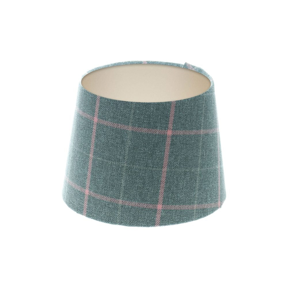 Exford Grey Pink Tartan French Drum Lampshade Champagne Inner