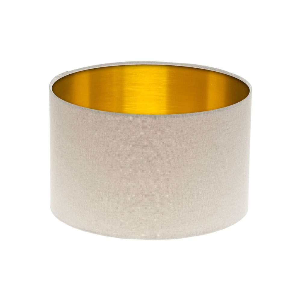 Light Beige Drum Lampshade Brushed Gold Inner