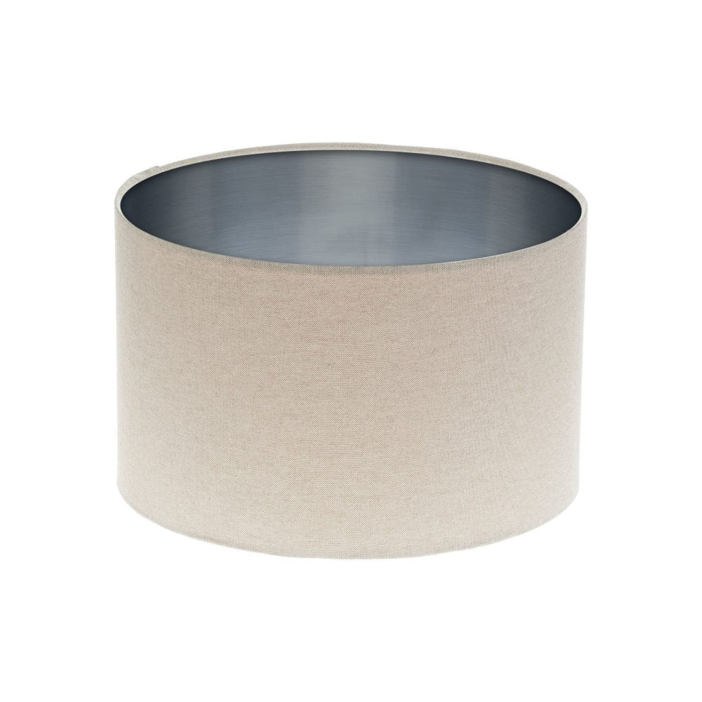 Light Beige Drum Lampshade Brushed Silver Inner