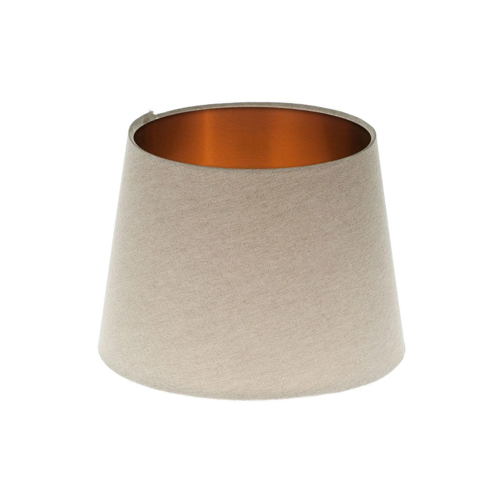 Light Beige French Drum Lampshade Brushed Copper Inner