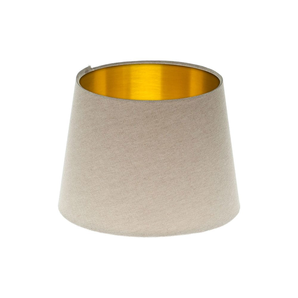 Light Beige French Drum Lampshade Brushed Gold Inner