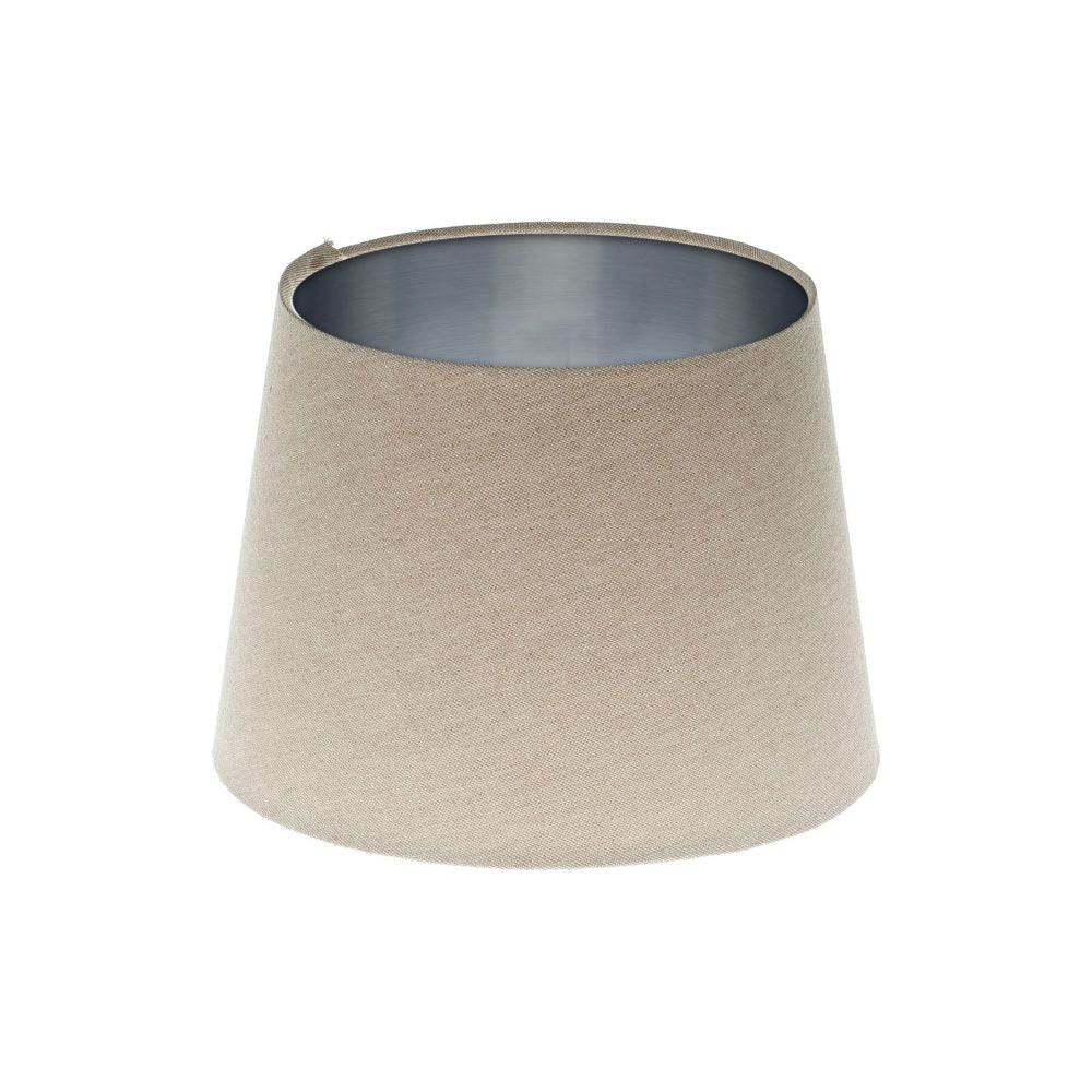 Light Beige French Drum Lampshade Brushed Silver Inner