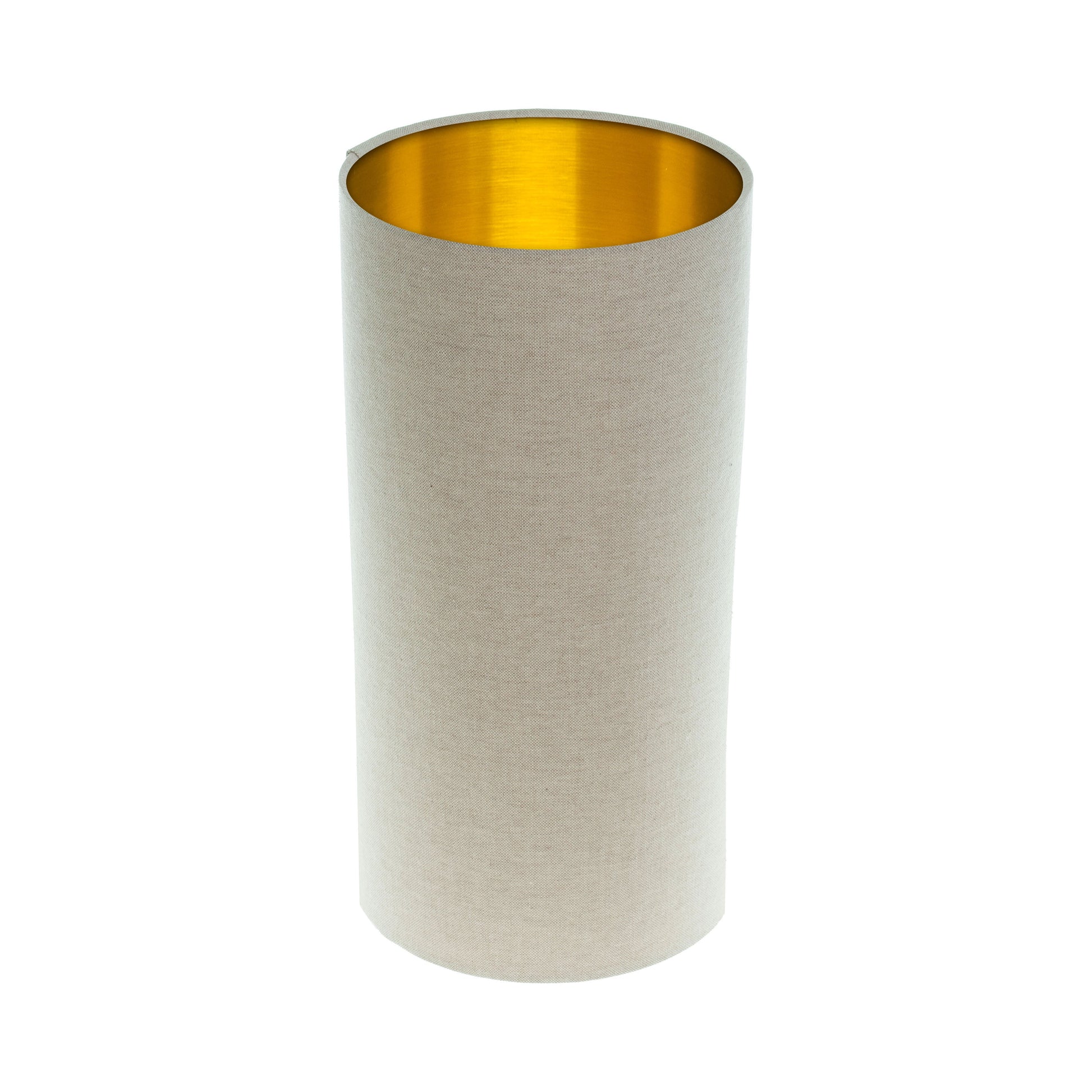 Light Beige Tall Drum Lampshade Brushed Gold Inner