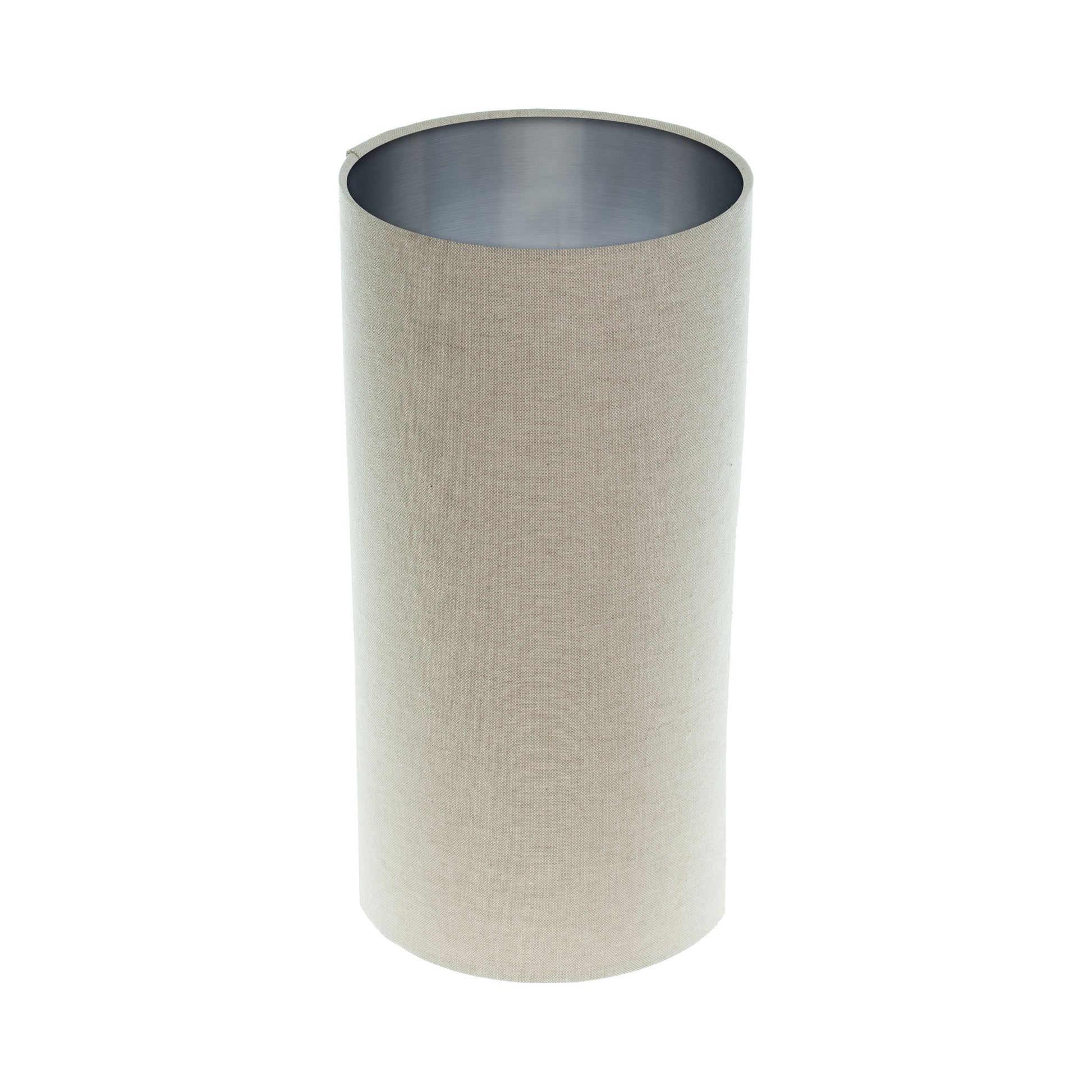 Light Beige Tall Drum Lampshade Brushed Silver Inner
