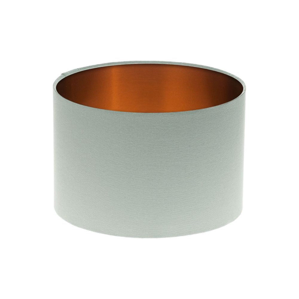 Light Grey Drum Lampshade Brushed Copper Inner