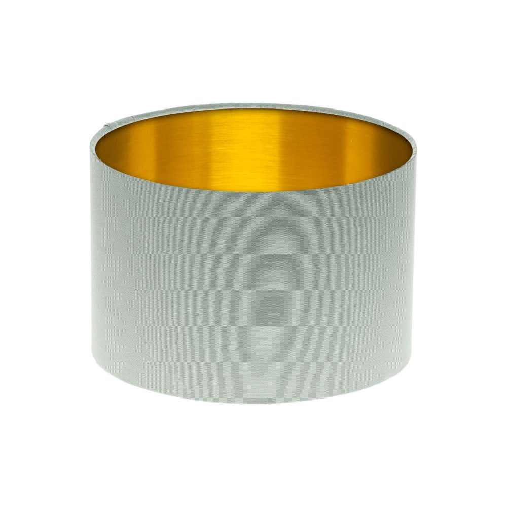 Light Grey Drum Lampshade Brushed Gold Inner