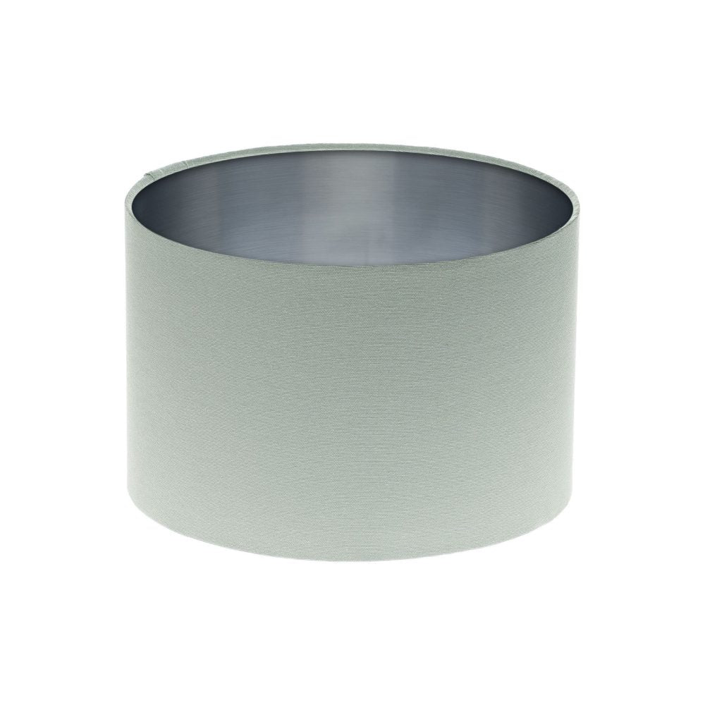Light Grey Drum Lampshade Brushed Silver Inner