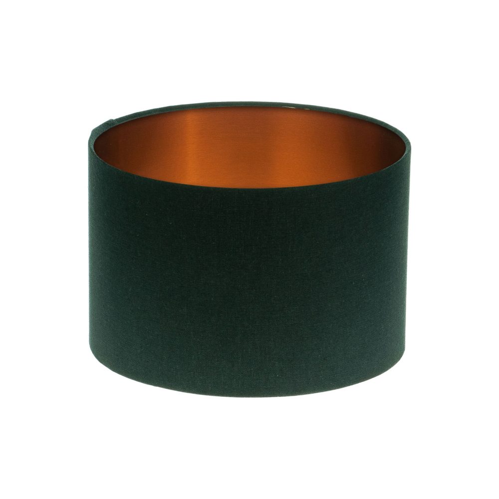 Dark Navy Blue Drum Lampshade Brushed Copper Inner