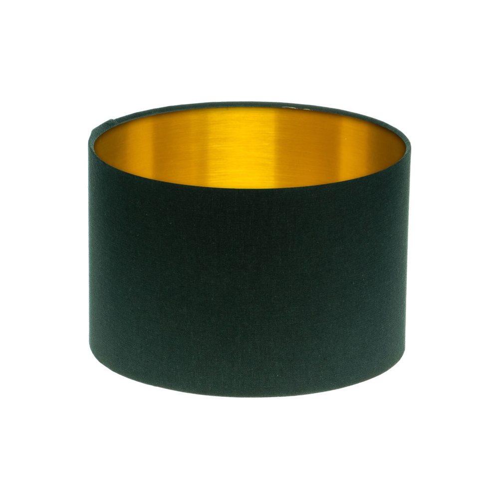 Dark Navy Blue Drum Lampshade Brushed Gold Inner
