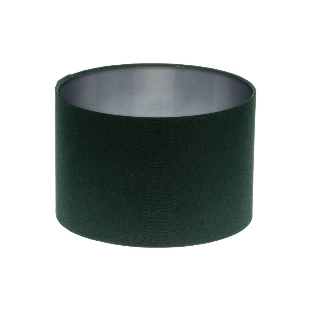 Dark Navy Blue Drum Lampshade Brushed Silver Inner