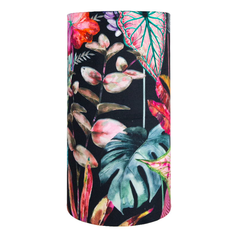 Oasis Black Floral Velvet Tall Drum Lampshade