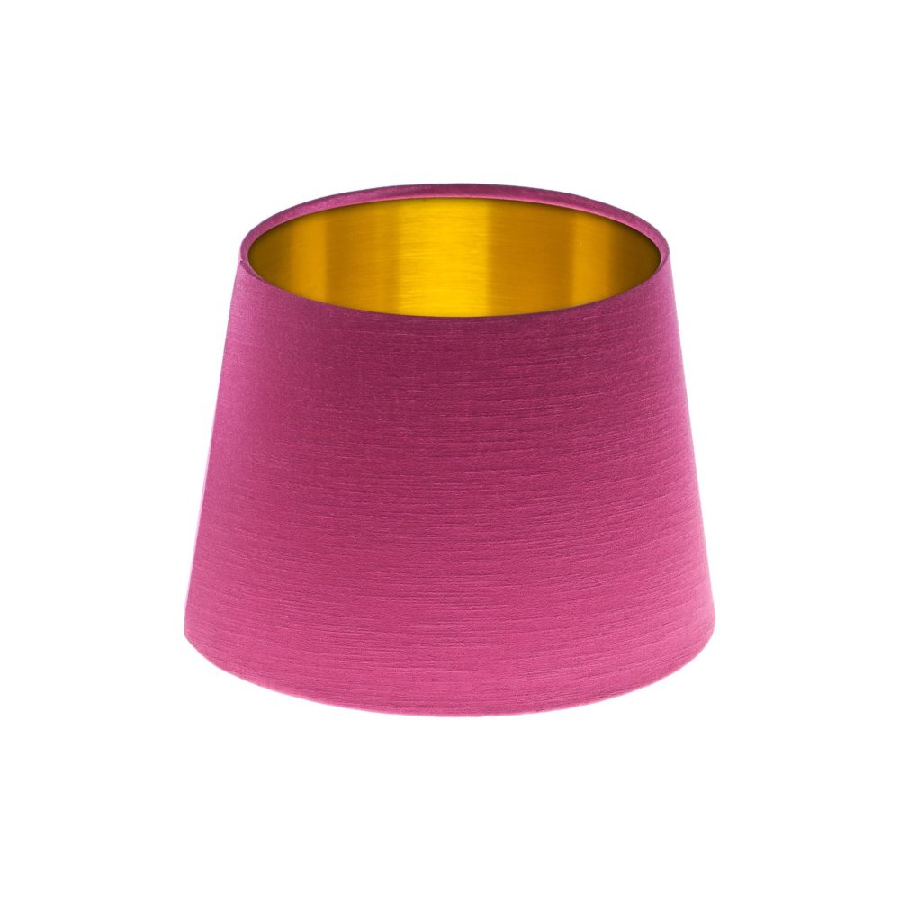 Bright Pink Satin French Drum Lampshade Brushed Gold Inner