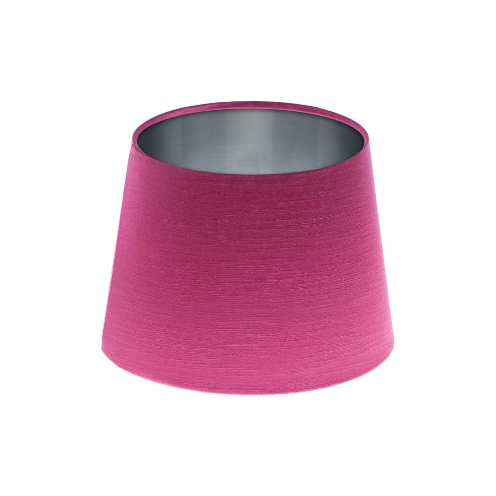 Bright Pink Satin French Drum Lampshade Brushed Silver Inner