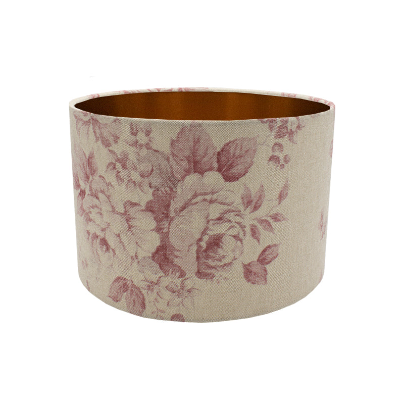 Red Faded Rose Floral Drum Lampshade