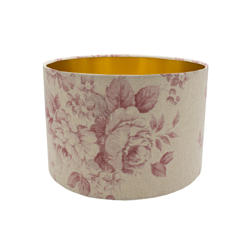 Red Faded Rose Floral Drum Lampshade