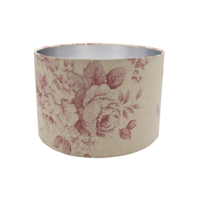 Red Faded Rose Floral Drum Lampshade