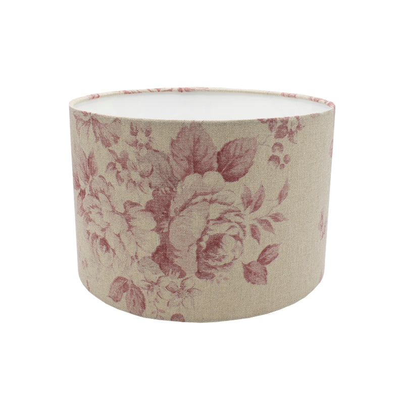 Red Faded Rose Floral Drum Lampshade
