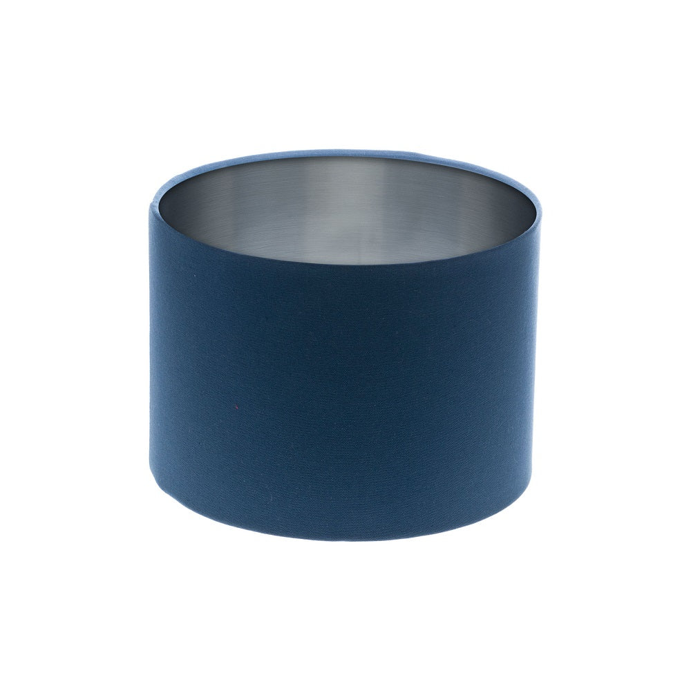 Regal Blue Drum Lampshade Silver Inner