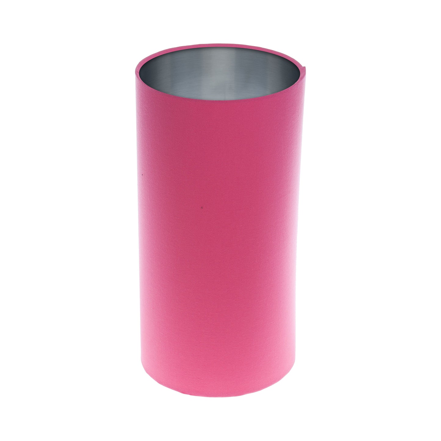 Sorbet Bright Pink Tall Drum Lampshade Brushed Silver Inner