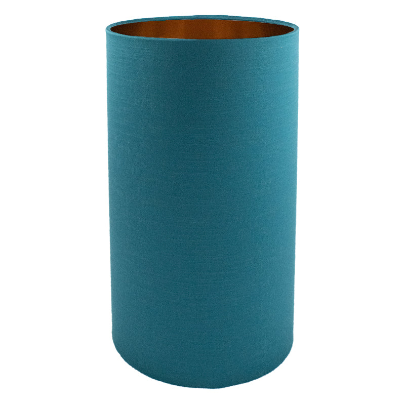 Teal Satin Tall Drum Lampshade