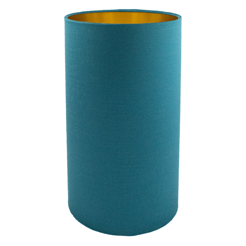 Teal Satin Tall Drum Lampshade