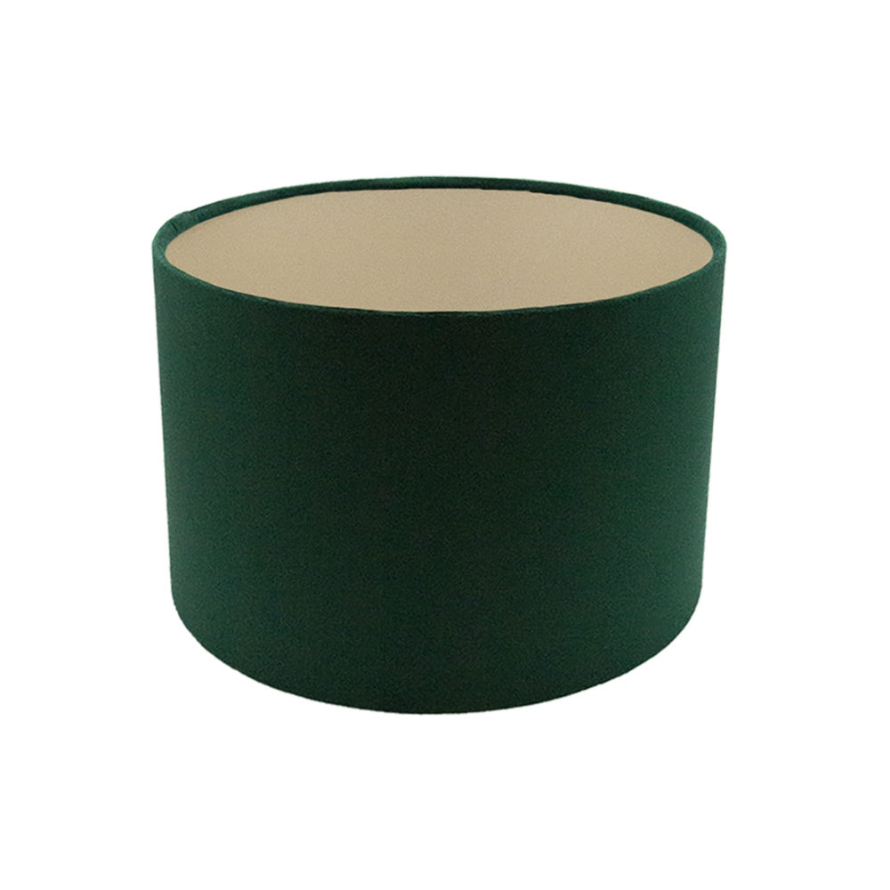 Voyage Emerald Green Velvet Drum Lampshade Champagne Inner