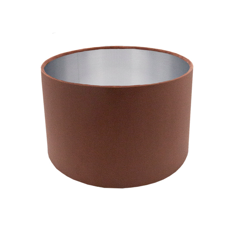 Blush Pink Velvet Drum Lampshade Brushed Silver Inner