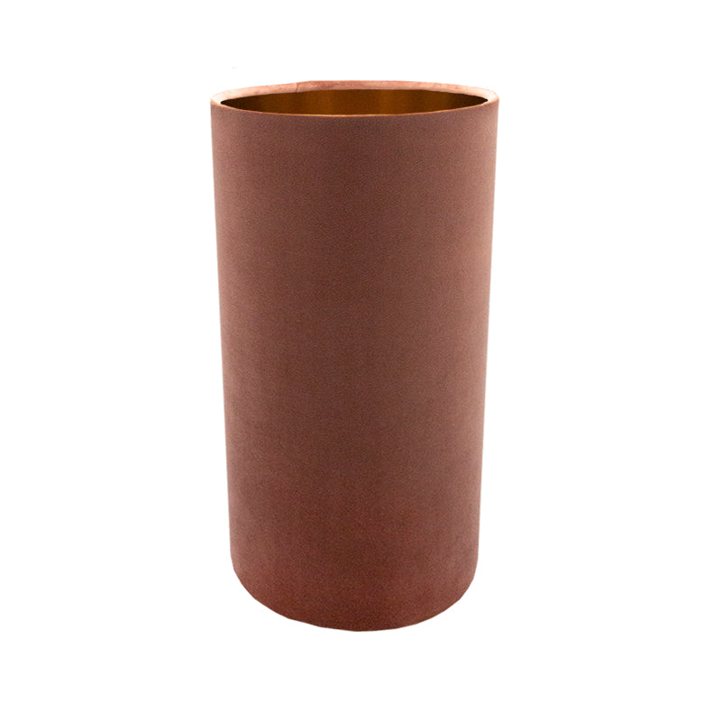 Blush Pink Velvet Tall Drum Lampshade Brushed Copper Inner