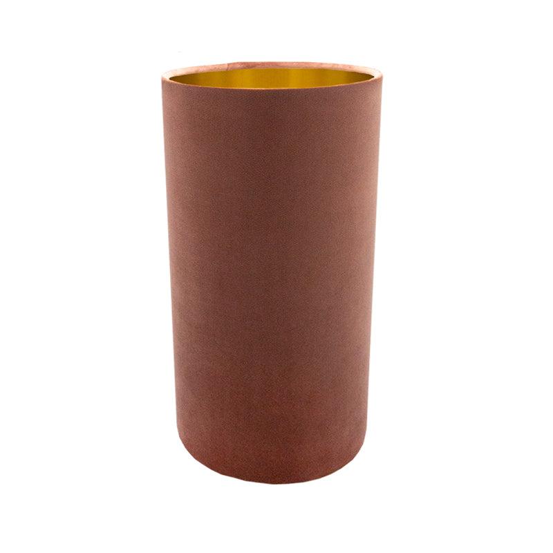 Blush Pink Velvet Tall Drum Lampshade Brushed Gold Inner