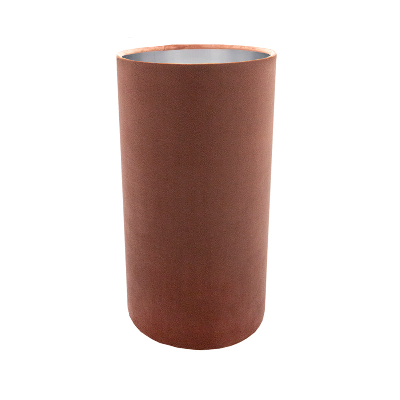 Blush Pink Velvet Tall Drum Lampshade Brushed Silver Inner
