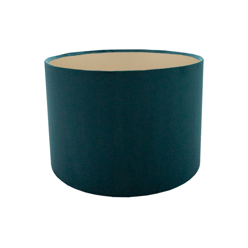 Voyage Teal Velvet Drum Lampshade Champagne Inner