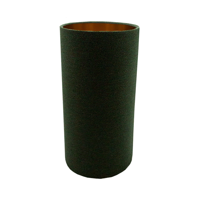 Toad Green Herringbone Tall Drum Lampshade Copper Inner