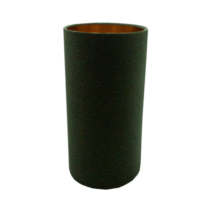 Toad Green Herringbone Tall Drum Lampshade Copper Inner