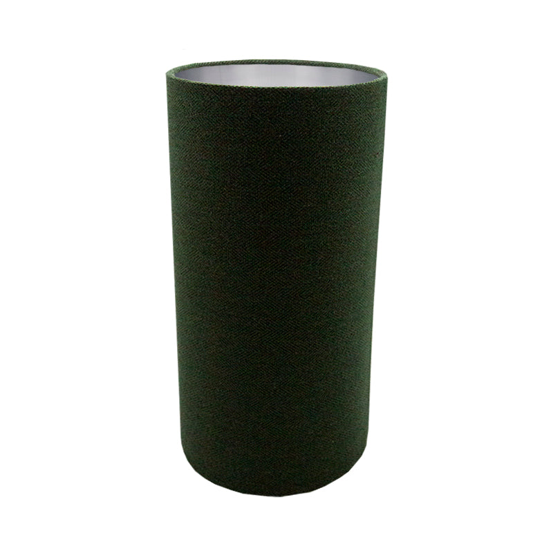 Toad Green Herringbone Tall Drum Lampshade Silver Inner