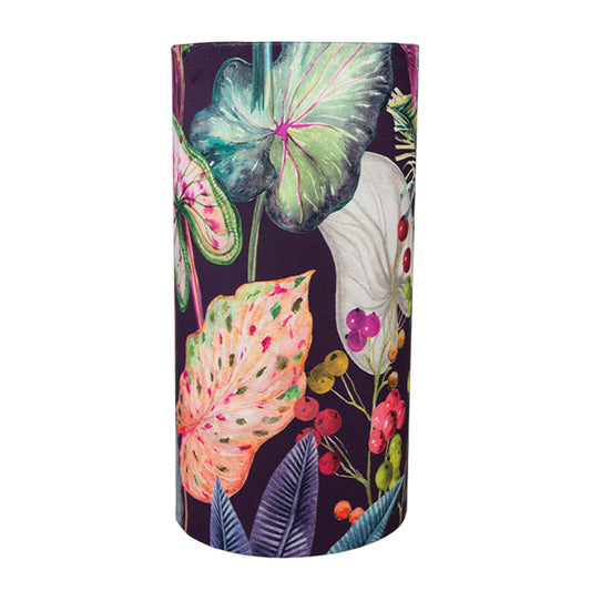 Oasis Aubergine Floral Velvet Tall Drum Lampshade