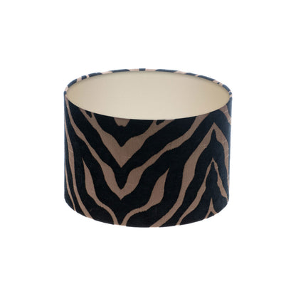 Tiger Stripe Black Bronze Drum Lampshade Champagne Inner