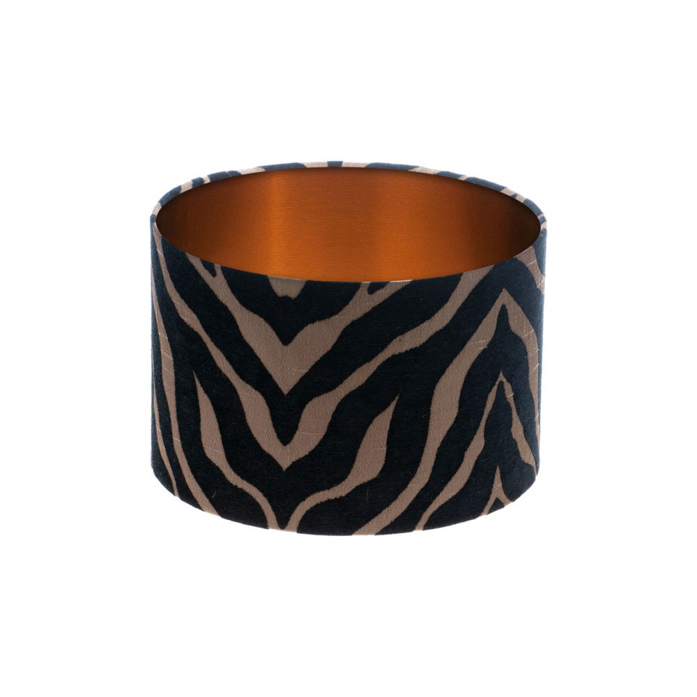 Tiger Stripe Black Bronze Drum Lampshade Brushed Copper Inner