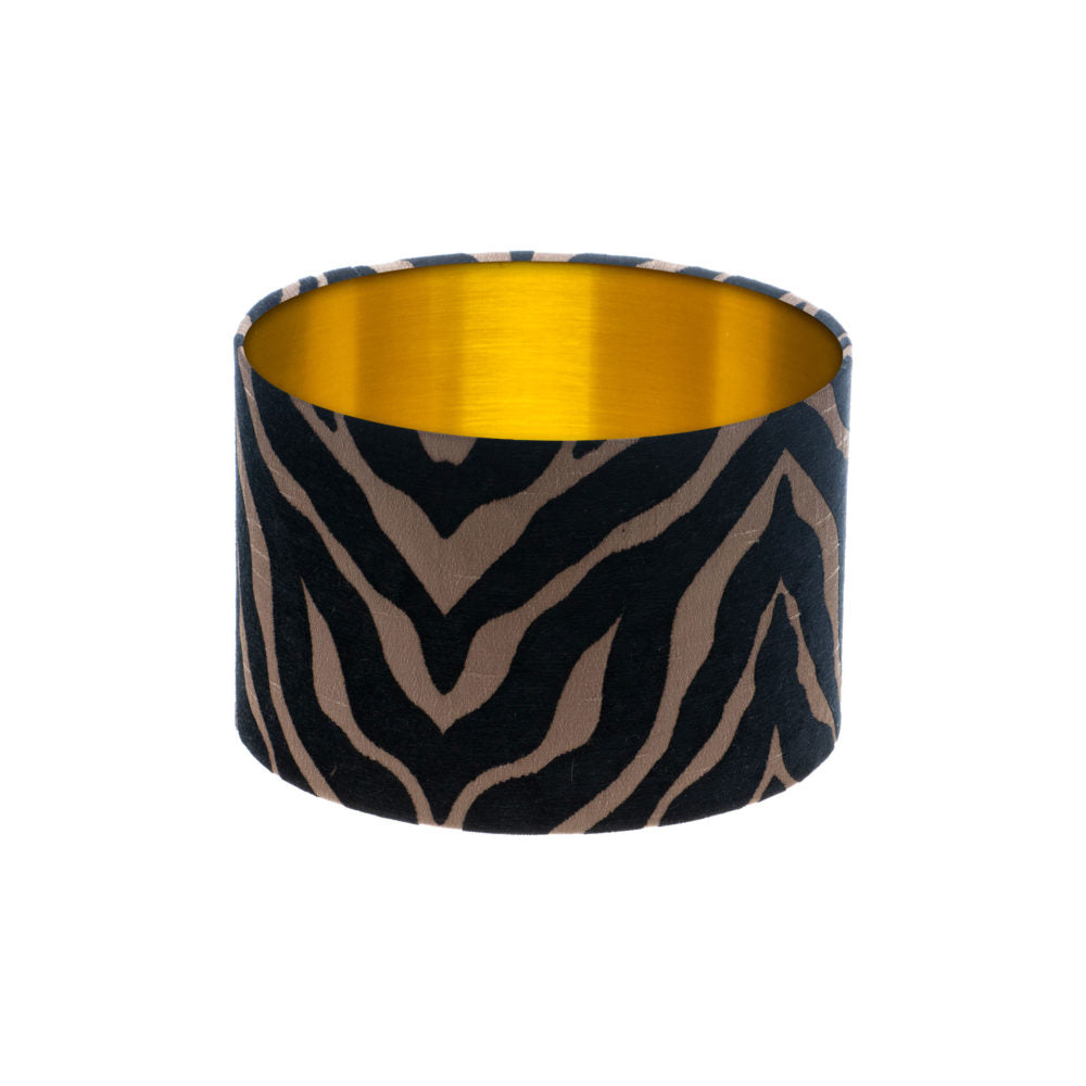 Tiger Stripe Black Bronze Drum Lampshade Brushed Gold Inner