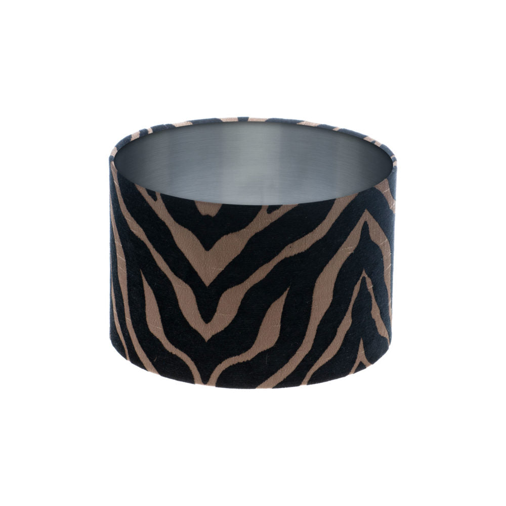 Tiger Stripe Black Bronze Drum Lampshade Brushed Silver Inner