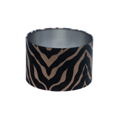 Tiger Stripe Black Bronze Drum Lampshade Brushed Silver Inner