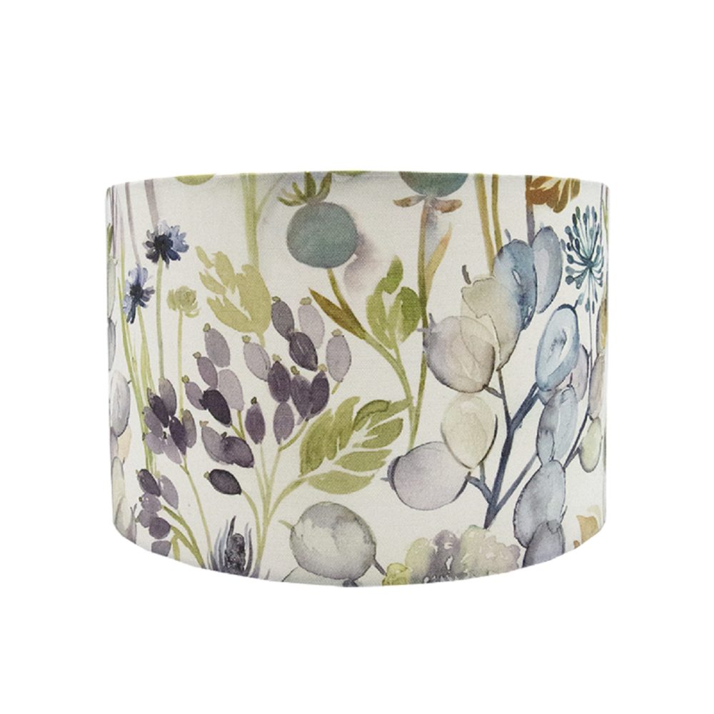 Voyage Hedgerow Sky Blue Floral Drum Lampshade