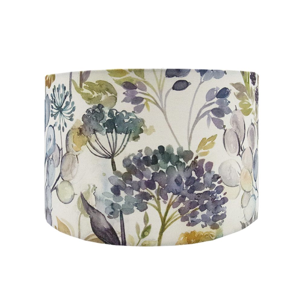 Voyage Hedgerow Sky Blue Floral Drum Lampshade