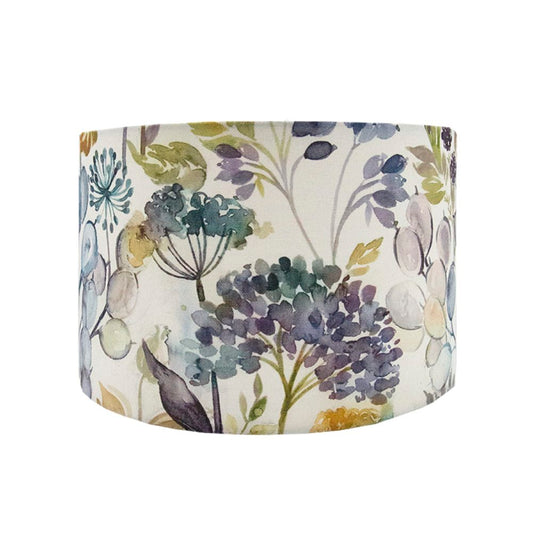 Voyage Hedgerow Sky Blue Floral Drum Lampshade