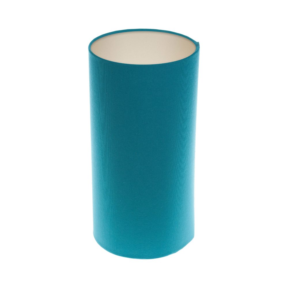 Aqua Blue Tall Drum Lampshade Champagne Inner